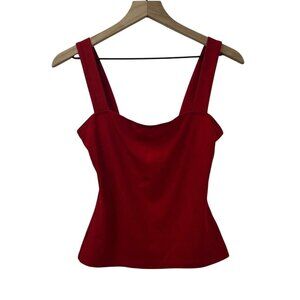 Reformation Women's S Red Tank Top Ribbed Square Neck Thick Strap Sleeveless